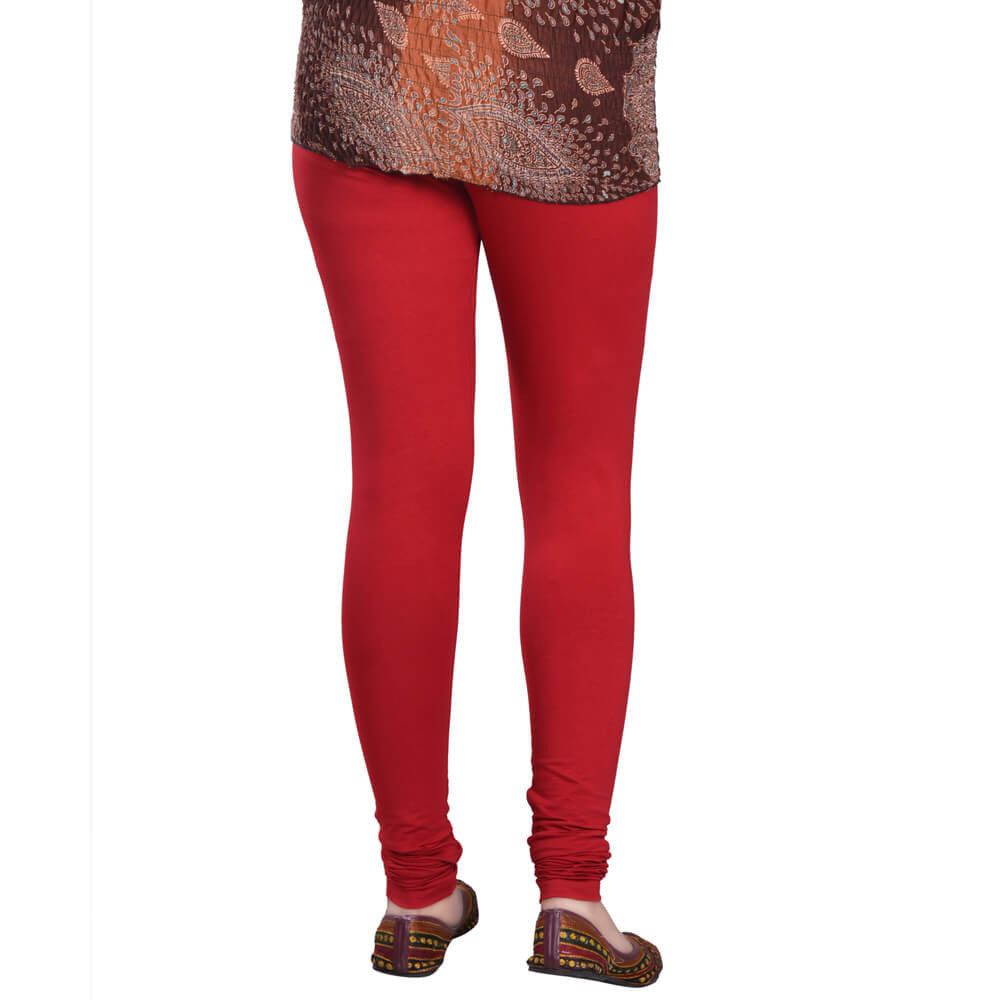 Leggings -  Women's Cotton Churidar  Leggings - CRIMSON COLOUR