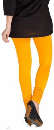 Leggings -  Women's Cotton Churidar  Leggings - DARK YELLOW COLOUR