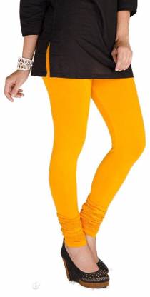 Leggings -  Women's Cotton Churidar  Leggings - DARK YELLOW COLOUR