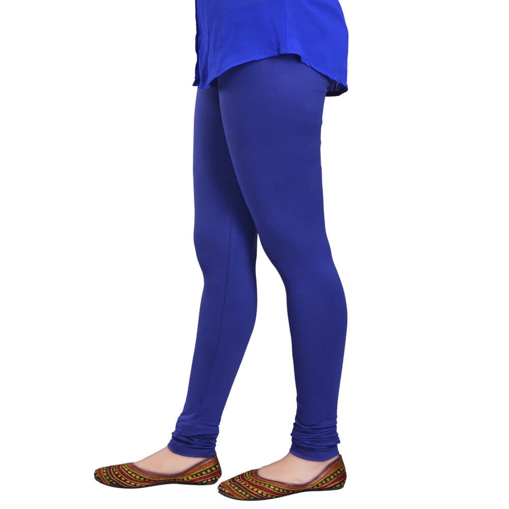 Leggings -  Women's Cotton Churidar  Leggings - GERMAN BLUE COLOUR