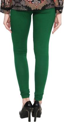 Leggings -  Women's Cotton Churidar  Leggings - GREEN COLOUR
