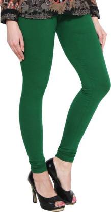 Leggings -  Women's Cotton Churidar  Leggings - GREEN COLOUR