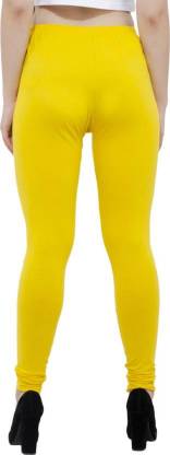 Leggings -  Women's Cotton Churidar  Leggings - LIGHT YELLOW COLOUR