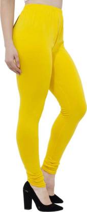 Leggings -  Women's Cotton Churidar  Leggings - LIGHT YELLOW COLOUR