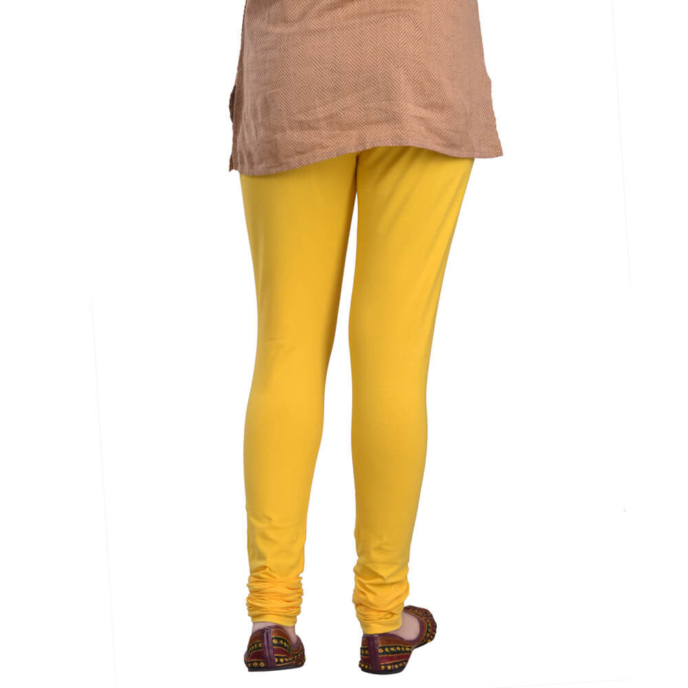 Leggings -  Women's Cotton Churidar  Leggings - MANGO COLOUR