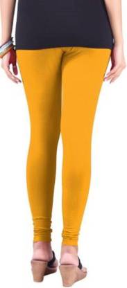 Leggings -  Women's Cotton Churidar  Leggings - MUSTARD COLOUR