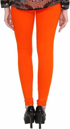 Leggings -  Women's Cotton Churidar  Leggings - ORANGE COLOUR