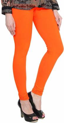 Leggings -  Women's Cotton Churidar  Leggings - ORANGE COLOUR