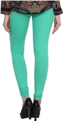 Leggings -  Women's Cotton Churidar  Leggings - PISTA GREEN COLOUR