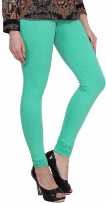 Leggings -  Women's Cotton Churidar  Leggings - PISTA GREEN COLOUR