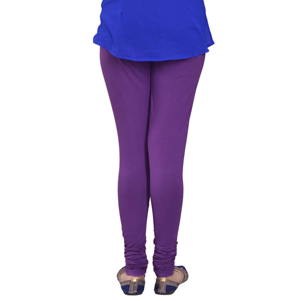 Leggings -  Women's Cotton Churidar  Leggings - VIOLET COLOUR