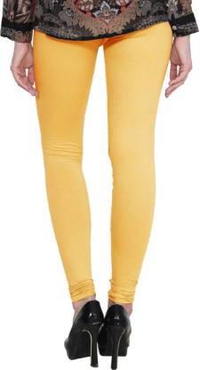 Leggings -  Women's Cotton Churidar  Leggings - YELLOW COLOUR