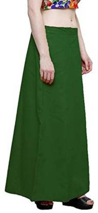 Petticoat  -  Women's Cotton Blended Indian Readymade Petticoats - PURE GREEN COLOUR