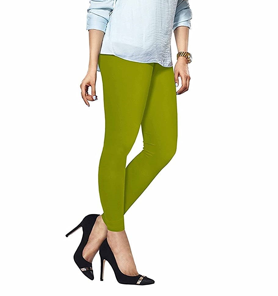 LYRA - Ankle Length Leggings For Women - Yellow Green Colour